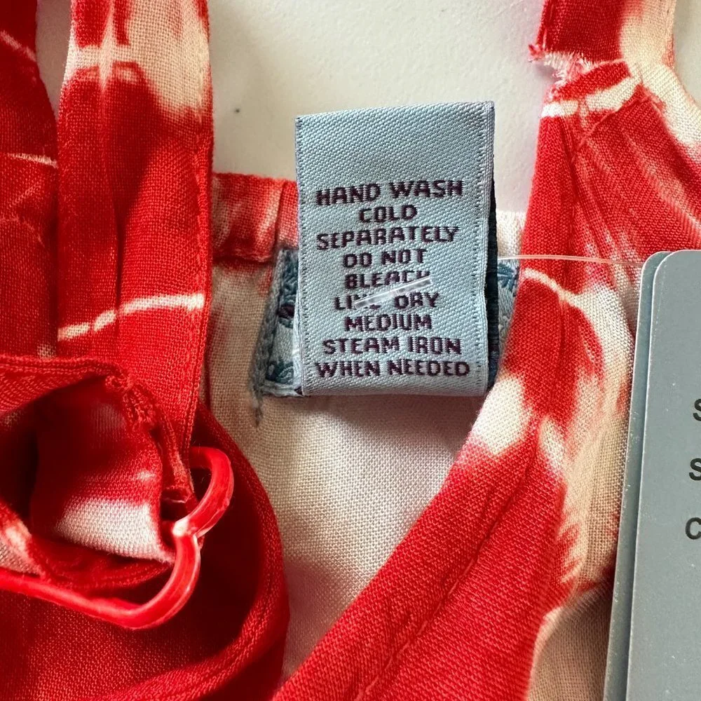 Studio West Maxi Dress Size M Orange White Tie Dye Lace Trim Sleeveless Boho NWT